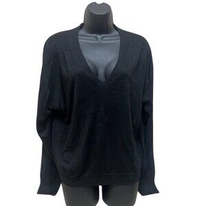 Acne Studios Sweater Womens Size L Black V-Neck Pullover Lightweight Knit